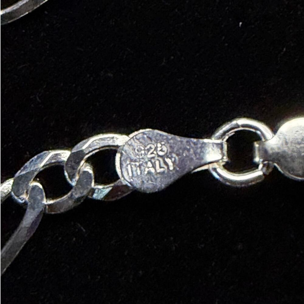 Solid 925 Italian Sterling Silver Figaro Bracelet 8" Long 4.5 Millimeter - Picture 4 of 7